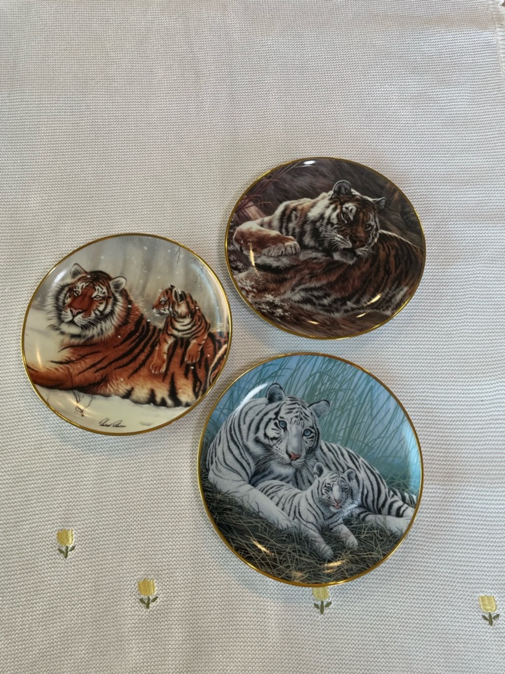 Franklin Mint Limited Edition Tiger Collector Plates Lot of 3 Michael Matheny